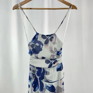 NWT Lulus All I Need Floral Print Lace-Up Maxi‎ Dress in Grey Size XS thumbnail 5