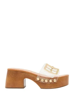 NWT Madden Girl Woodland Platform Block Heel Sandal WOOD03J1 Clear Brown 6.5M thumbnail 2