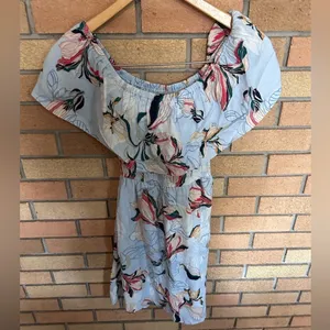 NWT Cupcakes & Cashmere Blue Potter Off Shoulder Floral Dress Women's XS thumbnail 4
