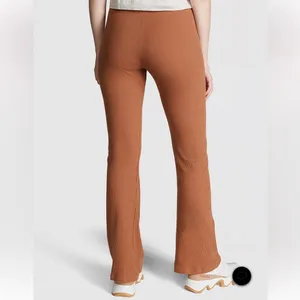Pink Stretch Cotton Ribbed Flare Legging‎ thumbnail 2