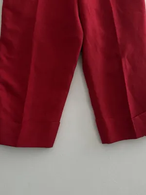 Harve Benard Red Linen Blend Cropped Wide Leg Pants Culottes Size 12 High Rise thumbnail 5