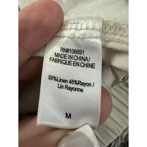 YFB Young Fabulous Broke Women Miranda Linen Blend Knot Crop Top Oatmeal Beige M thumbnail 8