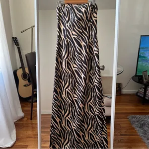 Jessica McClintock for Gunne Sax animal print maxi gown dress size S 7 CL thumbnail 5