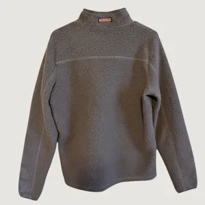 Vineyard Vines Gray Sherpa Fleece Quarter Zip‎ Pullover Jacket Womens Medium thumbnail 2
