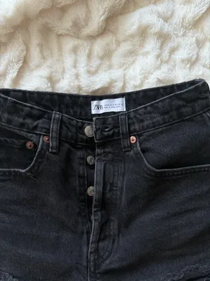 ZARA Black Denim Shorts High-Waisted thumbnail 2