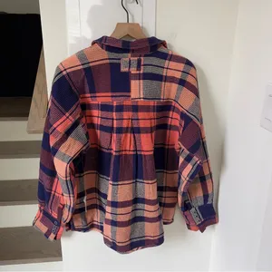 Free People We The Free Cozy In Plaid Button Down Shirt Navy Sabrina Plaid - NWT thumbnail 5