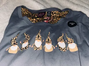 Cheetah Print Christmas Gnome Pajama Set thumbnail 2