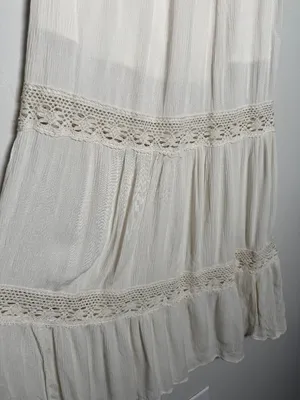 White Tiered Peasant Long Skirt thumbnail 3