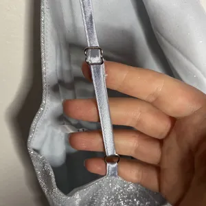 Lulus Keep Your Shine On Light Grey Metallic Faux-Wrap Maxi Dress size M thumbnail 11
