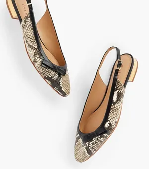 NIB TALBOTS EDISON BOW EMBOSSED SLINGBACK FLATS 100% Leather thumbnail 1