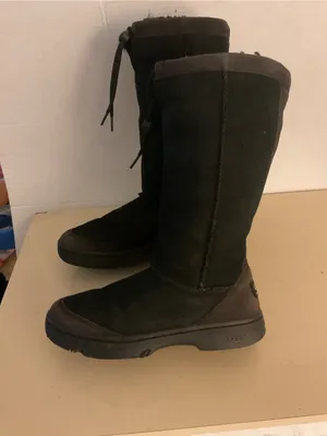 UGG women black suede Ul Tall Black Suede & Leather knee high Boots US 7 thumbnail 9