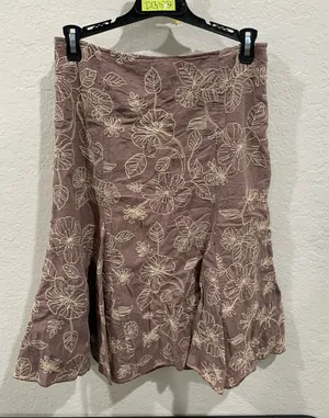 Tan Embroidered Midi Skirt thumbnail 1