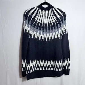 NEW Abercrombie & Fitch Blue Fair Isle Wool Nordic Sweater Cardigan Women's S thumbnail 2