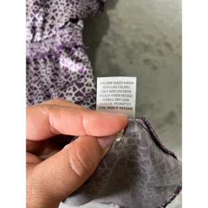 Vintage Y2K Purple Geometric Print Babydoll Top Smocked Waist Ruffle Trim Boho L thumbnail 6