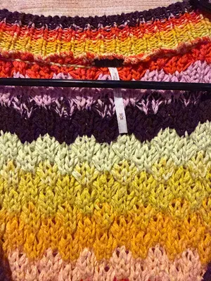 Free People Crochet V-Neck Short Sleeve Sweater Vest in Yellow Multi thumbnail 3