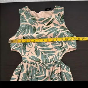 MIOU MUSE Isla Tropic Cutout Dress Green/Cream Size Small thumbnail 4
