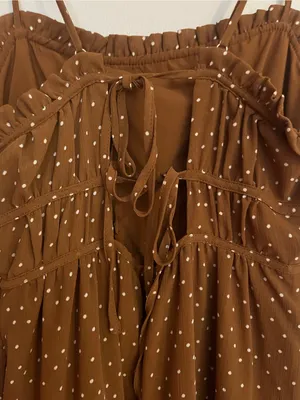Madewell‎ Brown Polka Dot Tiered Midi Dress thumbnail 5