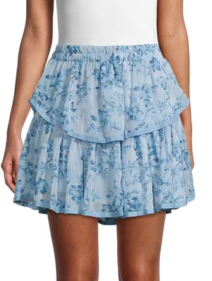 Allison New York Blue Floral Mini Skirt thumbnail 1
