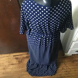 Orange Creek L modest navy polka dot ruffle hem maxi dress thumbnail 4