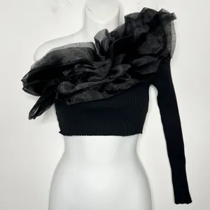 ZARA Crop Top Womens Size Medium Organza Party Glam Hollywood Avant Garde Bold thumbnail 4