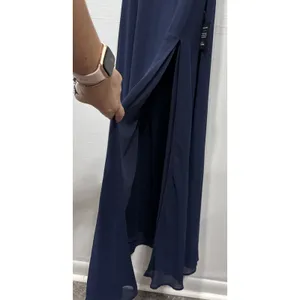 Lulus Navy Blue Chiffon Maxi Dress Halter Open Back Womens XS Bridesmaid Evening thumbnail 7
