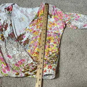 Anthropologie R71990T Floral Print Wrap‎ Blouse Long Sleeve Rayon Cottagecore thumbnail 4