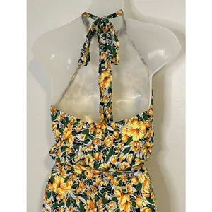 Women’s Halter Neck Yellow Floral Maxi Dress Size Small thumbnail 4