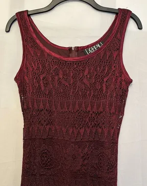 City Triangles Size 5 Burgundy Red Crochet Bodycon Maxi Dress Vintage‎ 90s thumbnail 1