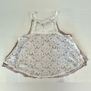 Maurice’s Medium Lace Bib Floral Under Design Flowy Double‎ Layered Tank Top M thumbnail 2