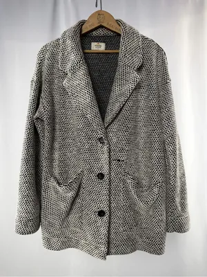 Marine Layer Birdseye‎ Knit Button Front Blazer Black White Size Small thumbnail 1