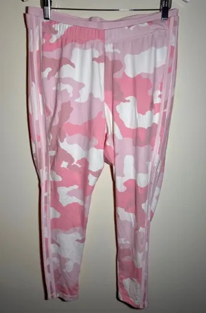 Women's Adidas Pink Camo Leggings Size 2XL Tight Fit thumbnail 1