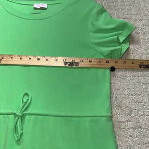 Pink Lily Mint Green Round Neck Casual Cotton Dress Cap‎ Sleeve Size S Tie Waist thumbnail 6