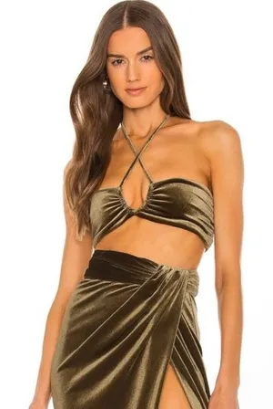 RONNY‎ KOBO X REVOLVE NWT Freya Keyhole Bra Top Capulet Olive Green Size Small thumbnail 1