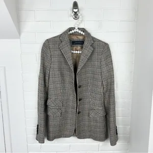 Zara Wool Blend Brown Houndstooth Knit Blazer Jacket Size XS thumbnail 3