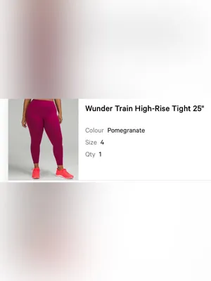 Lululemon Wunder Train High Rise Tight Leggings size 4 pomegranate thumbnail 4