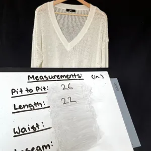 Lulus Sheer Knit V-Neck‎ Sweater Size M White Women Relaxed Nylon Blend thumbnail 6