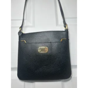 Lauren Ralph‎ Lauren Black Faux Leather Crossbody Bag Small Gold Hardware thumbnail 3
