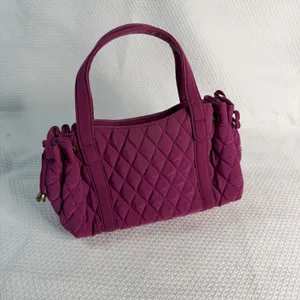 Vera Bradley Plum Purple Quilted Microfiber Handbag Satchel Tote Gold Hardware thumbnail 9