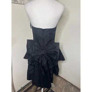 VTG 80s/90s RAMPAGE Black Sweetheart Strapless Oversized Bow Whimsigoth Vampy thumbnail 3