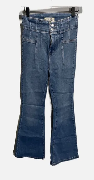 Free People We The Free Flare Jeans Womens 28 Blue High Rise Seamed Denim Boho Retro‎ thumbnail 1