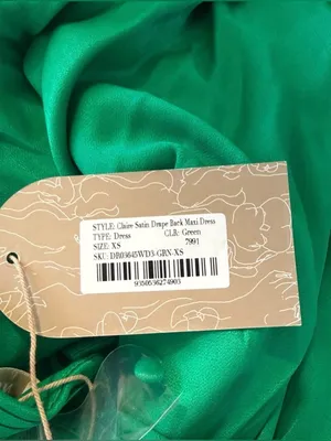 NWT Meshki Claire drape back Dress Green maxi satin open back size XS halter thumbnail 4