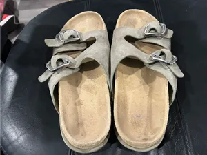 Zara Taupe Suede Double Buckle Slide Sandals thumbnail 5