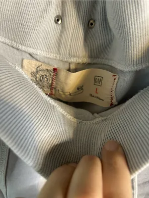 GAP Light Blue/Gray Ribbed Drawstring Waist Cropped Sweatpants | Size Large thumbnail 2