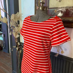 Tommy Bahama Jovanna Orange Stripe Lace-Up Shoulder Knit Dress Sz S 💚🎀 thumbnail 4
