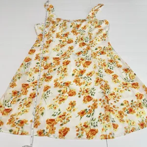 NWT Lulus Yellow Day Date Floral‎ Sleeveless Tie Back Mini Dress Size LARGE thumbnail 11