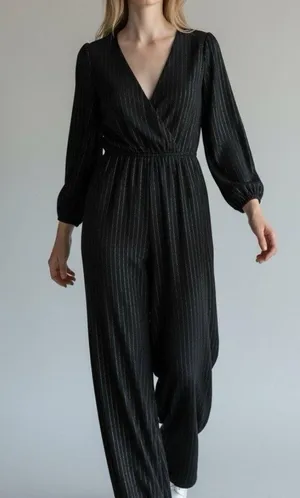 *Modcloth Jumpsuit Womens M Black Metallic Dark Romantic Whimsi Goth Feminine thumbnail 1