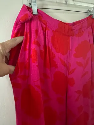 kate spade x Target Pink Red Floral Wide-Leg Linen Blend Pants XL thumbnail 7