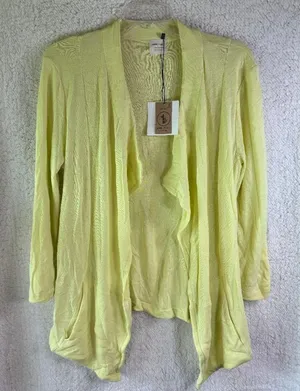 AMS Pure Flowy Open Cardigan Lemon Women's Size‎ L Boho, Peasant NWT thumbnail 1