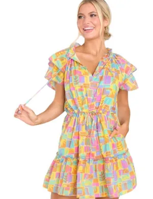 Olivia James The Label Tinsley Tiered Ruffle Hem Mini Dress In South Beach XS thumbnail 1