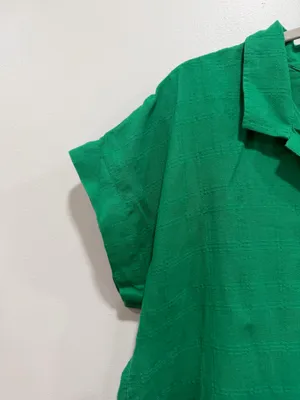 Lucky Brand Green Button Front Blouse Lightweight Textured cotton Top Size thumbnail 5